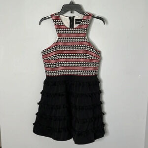 Do + Be High Halter Geometric Pom Pom Dress